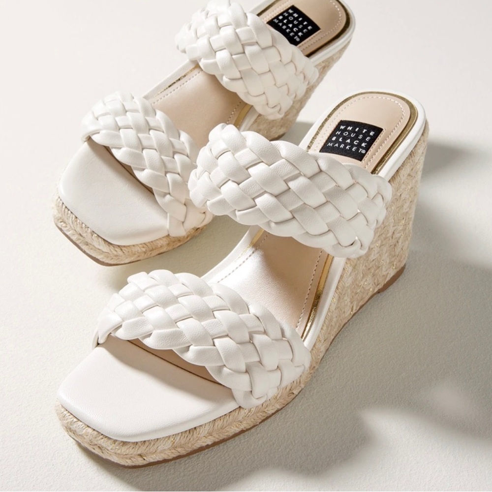 White House Black Market Braided High-Heel Wedge